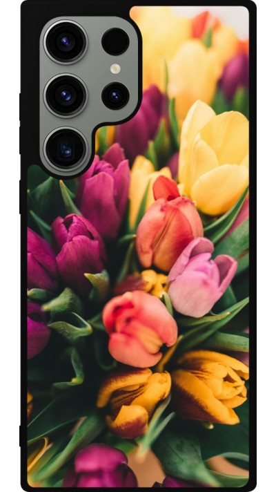 Samsung Galaxy S23 Ultra Case Hülle - Silikon schwarz Bouquet of tulips Spring 2026