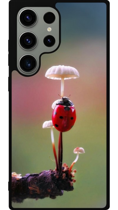 Samsung Galaxy S23 Ultra Case Hülle - Silikon schwarz Ladybird on a mushroom Spring 2026