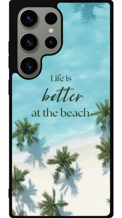 Samsung Galaxy S23 Ultra Case Hülle - Silikon schwarz Summer 2025 Life is better at the beach