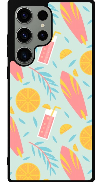 Samsung Galaxy S23 Ultra Case Hülle - Silikon schwarz Summer 2025 Pattern citron