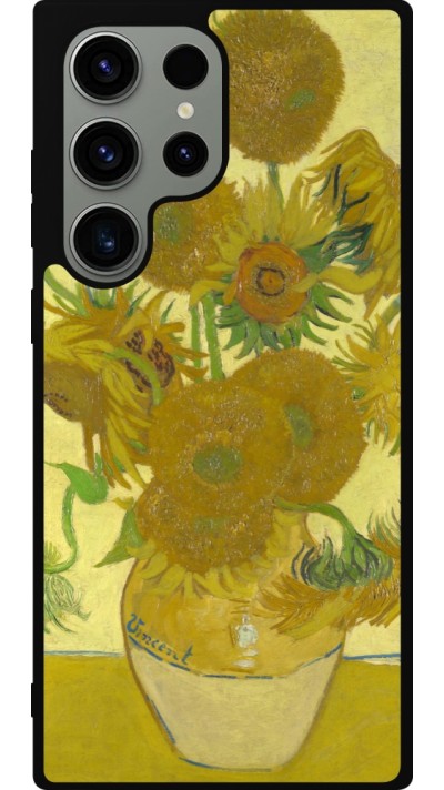 Samsung Galaxy S23 Ultra Case Hülle - Silikon schwarz Kunstbild - Sonnenblumen  - Van Gogh