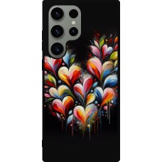 Samsung Galaxy S23 Ultra Case Hülle - Silikon schwarz Valentin 2024 Schwarzes Herz Abstrakt