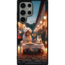 Samsung Galaxy S23 Ultra Case Hülle - Silikon schwarz Valentin 2024 Hund & Katze Kerzenlicht