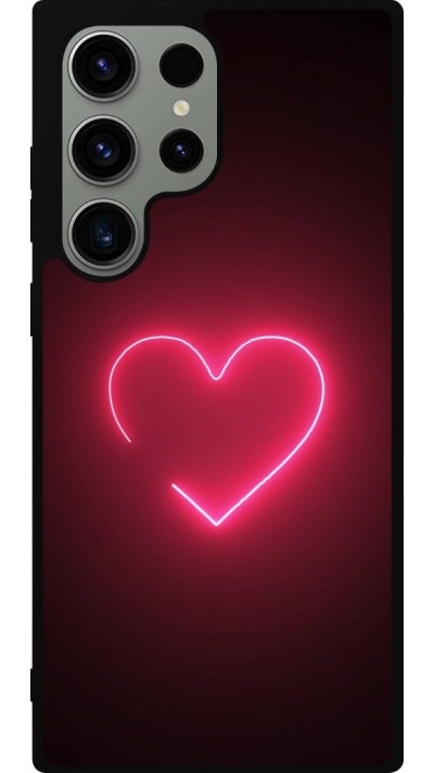 Samsung Galaxy S23 Ultra Case Hülle - Silikon schwarz Valentine 2023 single neon heart