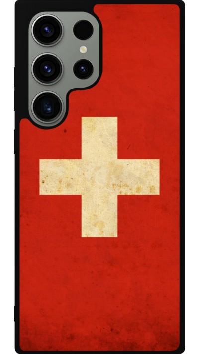 Coque Samsung Galaxy S23 Ultra - Silicone rigide noir Vintage Flag SWISS