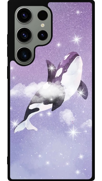 Samsung Galaxy S23 Ultra Case Hülle - Silikon schwarz Whale in sparking stars