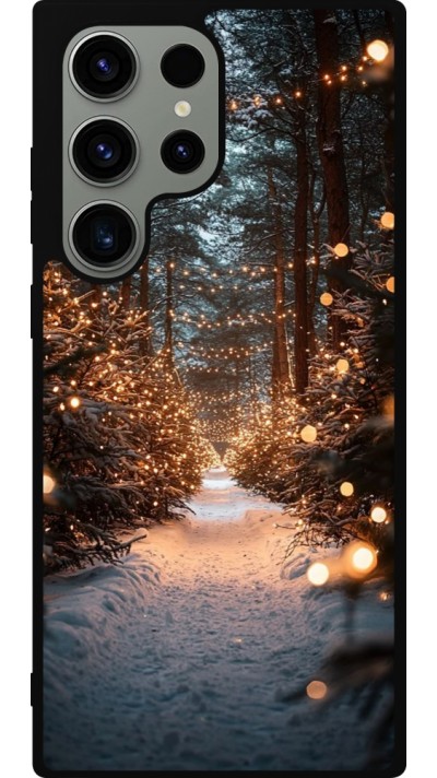 Coque Samsung Galaxy S23 Ultra - Silicone rigide noir Winter 25 Winter snowy road
