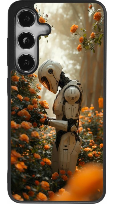 Samsung Galaxy S24 Case Hülle - Silikon schwarz Astronaut flowers 2025