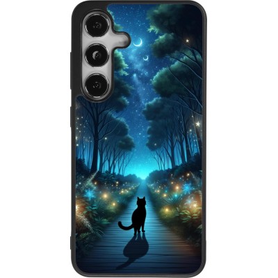 Samsung Galaxy S24 Case Hülle - Silikon schwarz Schwarze Katze Spaziergang