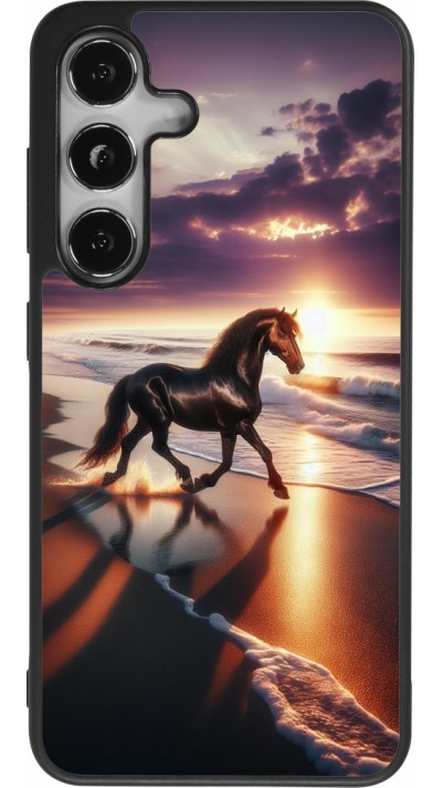 Samsung Galaxy S24 Case Hülle - Silikon schwarz Pferd majestätisch Strand