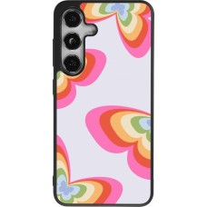 Samsung Galaxy S24 Case Hülle - Silikon schwarz Easter 2024 rainbow butterflies