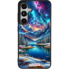 Samsung Galaxy S24 Case Hülle - Silikon schwarz Fantasiebergsee Himmel Sterne