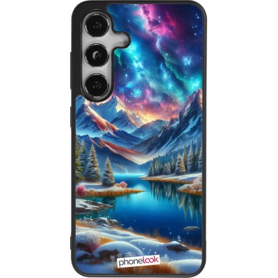 Samsung Galaxy S24 Case Hülle - Silikon schwarz Fantasiebergsee Himmel Sterne