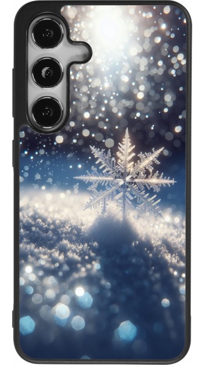 Samsung Galaxy S24 Case Hülle - Silikon schwarz Schneeflocke Solar Glanz Samsung Galaxy S24 Case Hülle - Silikon schwarz Schneeflocke Solar Glanz