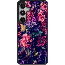 Samsung Galaxy S24 Case Hülle - Silikon schwarz Flowers Dark