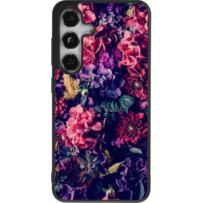 Samsung Galaxy S24 Case Hülle - Silikon schwarz Flowers Dark
