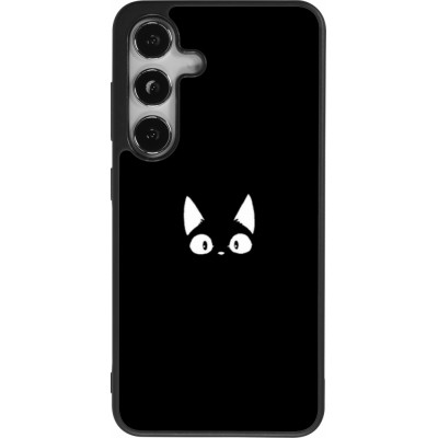Samsung Galaxy S24 Case Hülle - Silikon schwarz Funny cat on black