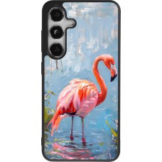 Samsung Galaxy S24 Case Hülle - Silikon schwarz Paint Flamingo