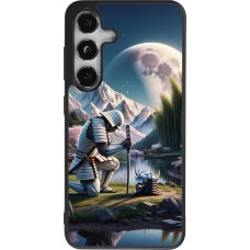 Samsung Galaxy S24 Case Hülle - Silikon schwarz Samurai Katana Mond