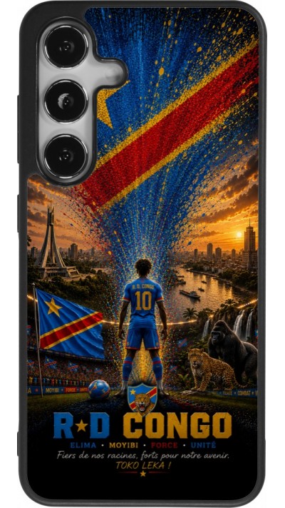 Samsung Galaxy S24 Case Hülle - Silikon schwarz Fussball Demokratische Republik Kongo splash 2026