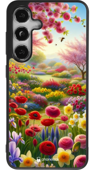 Coque Samsung Galaxy S24 - Silicone rigide noir Spring 25 Bouquet printemps