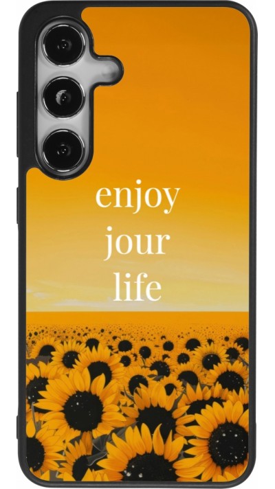 Samsung Galaxy S24 Case Hülle - Silikon schwarz Summer 2025 Enjoy your life