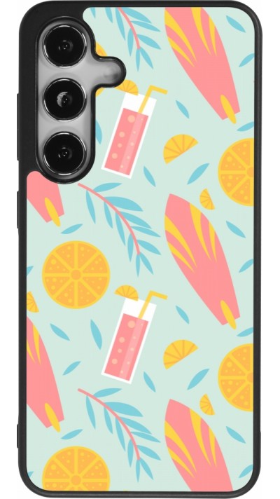 Samsung Galaxy S24 Case Hülle - Silikon schwarz Summer 2025 Pattern citron