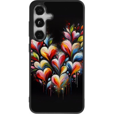 Samsung Galaxy S24 Case Hülle - Silikon schwarz Valentin 2024 Schwarzes Herz Abstrakt