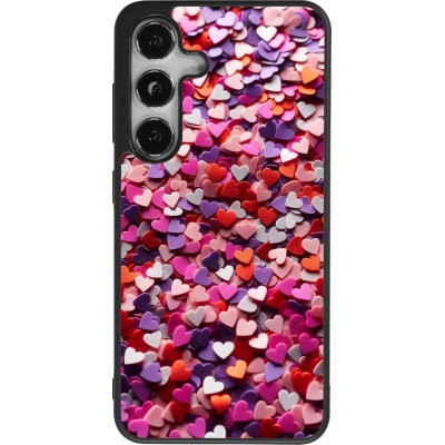 Samsung Galaxy S24 Case Hülle - Silikon schwarz Valentin 2025 Konfetti