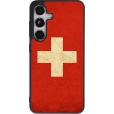 Samsung Galaxy S24 Case Hülle - Silikon schwarz Vintage Flag SWISS