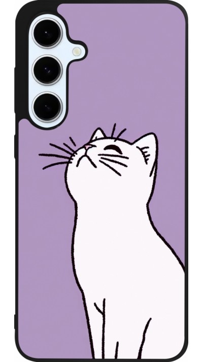 Samsung Galaxy S24 FE Case Hülle - Silikon schwarz Chat auf lila Hintergrund