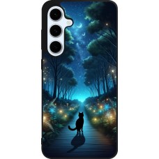 Samsung Galaxy S24 FE Case Hülle - Silikon schwarz Schwarze Katze Spaziergang
