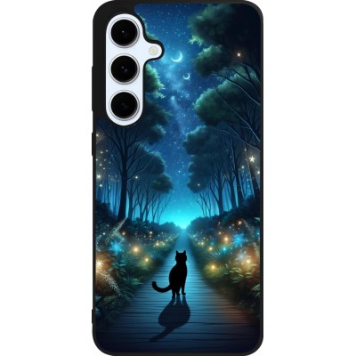 Samsung Galaxy S24 FE Case Hülle - Silikon schwarz Schwarze Katze Spaziergang