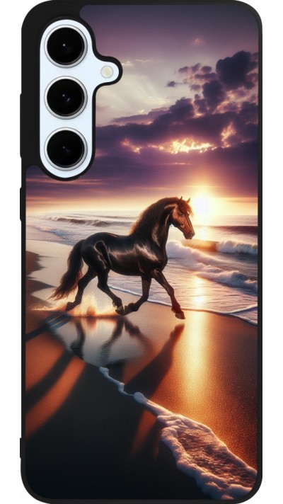 Samsung Galaxy S24 FE Case Hülle - Silikon schwarz Pferd majestätisch Strand