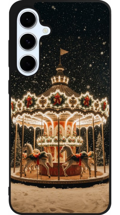 Coque Samsung Galaxy S24 FE - Silicone rigide noir Christmas 25 Carousel