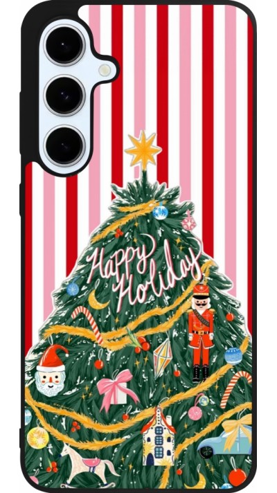 Coque Samsung Galaxy S24 FE - Silicone rigide noir Christmas 25 Happy Holiday