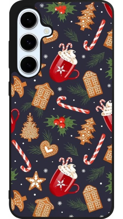 Samsung Galaxy S24 FE Case Hülle - Silikon schwarz Christmas 25 Pattern Gingerbread House