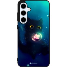 Coque Samsung Galaxy S24 FE - Silicone rigide noir Cute Cat Bubble
