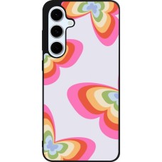 Coque Samsung Galaxy S24 FE - Silicone rigide noir Easter 2024 rainbow butterflies