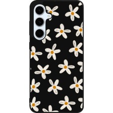 Coque Samsung Galaxy S24 FE - Silicone rigide noir Easter 2024 white on black flower