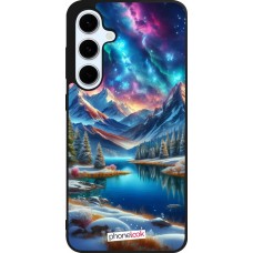 Coque Samsung Galaxy S24 FE - Silicone rigide noir Fantasy Mountain Lake Sky Stars