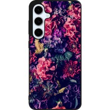 Coque Samsung Galaxy S24 FE - Silicone rigide noir Flowers Dark