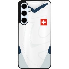 Coque Samsung Galaxy S24 FE - Silicone rigide noir Maillot de football Suisse Extérieur personnalisable