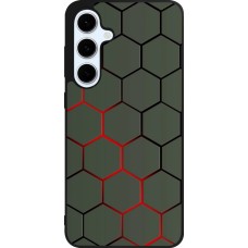 Coque Samsung Galaxy S24 FE - Silicone rigide noir Geometric Line red
