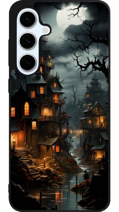 Samsung Galaxy S24 FE Case Hülle - Silikon schwarz Halloween 2024 scary town