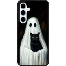 Coque Samsung Galaxy S24 FE - Silicone rigide noir Halloween 2025 Ghost with black cat