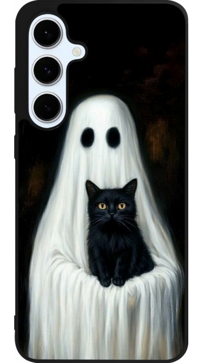 Samsung Galaxy S24 FE Case Hülle - Silikon schwarz Halloween 2025 Ghost with black cat