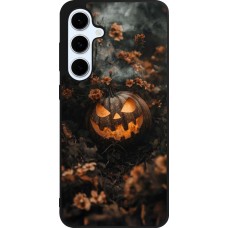 Coque Samsung Galaxy S24 FE - Silicone rigide noir Halloween 2025 Pumpkin with flowers