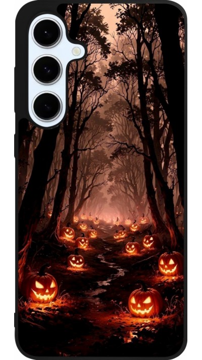 Samsung Galaxy S24 FE Case Hülle - Silikon schwarz Halloween 2025 Road of Terrifying Pumpkins