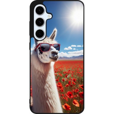 Samsung Galaxy S24 FE Case Hülle - Silikon schwarz Lama Chic in Mohnblume